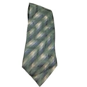 VanHeusen Men's Necktie Silk Green Blue Gold Long Striped Lined